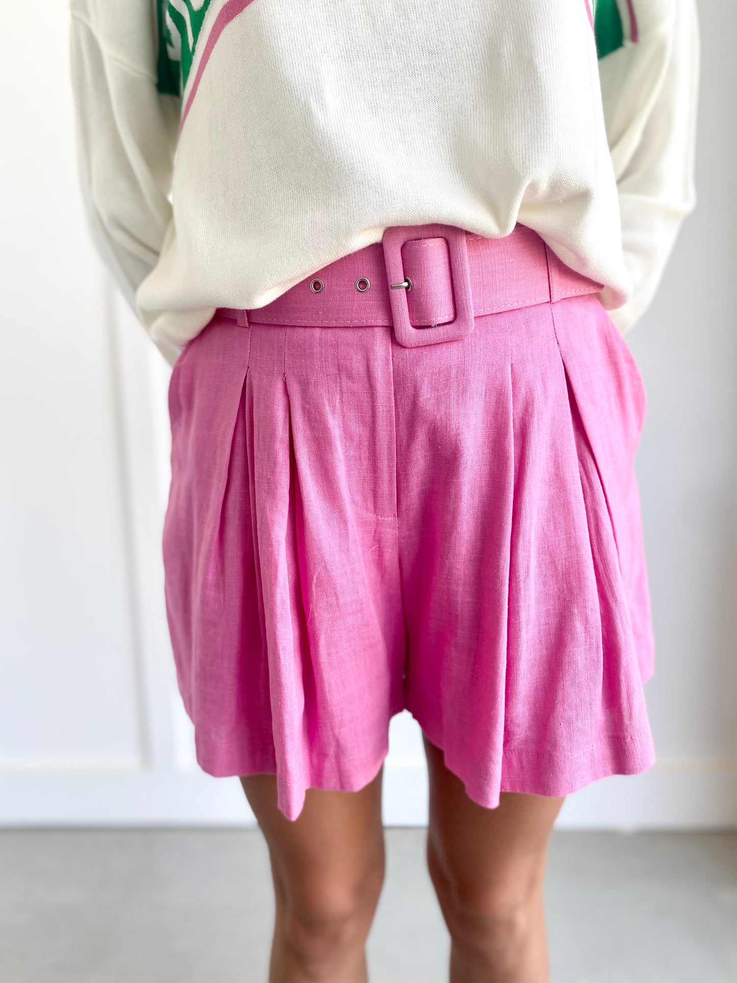 Bubblegum Pink Belted Shorts