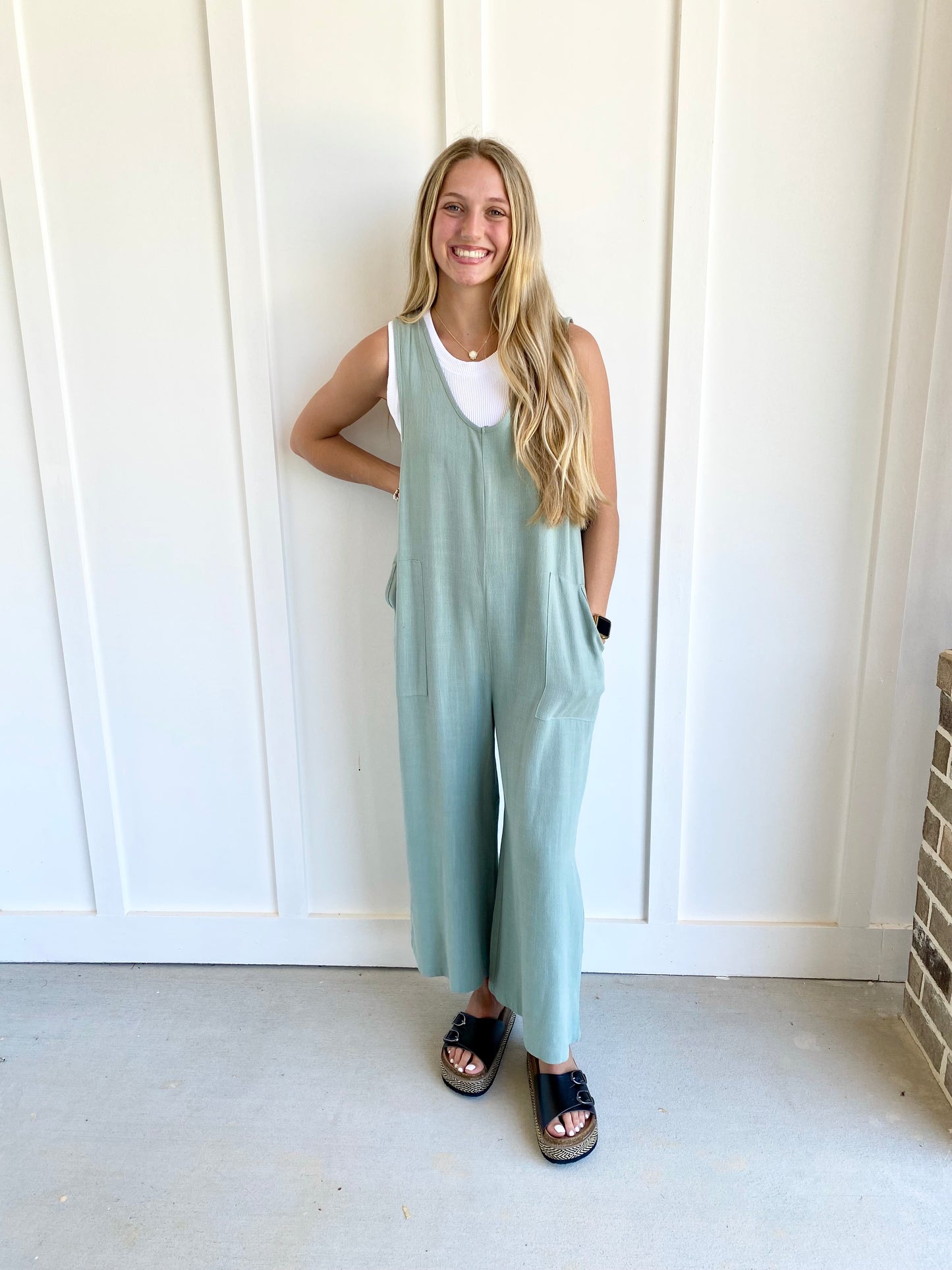 Sage Linen Jumpsuit