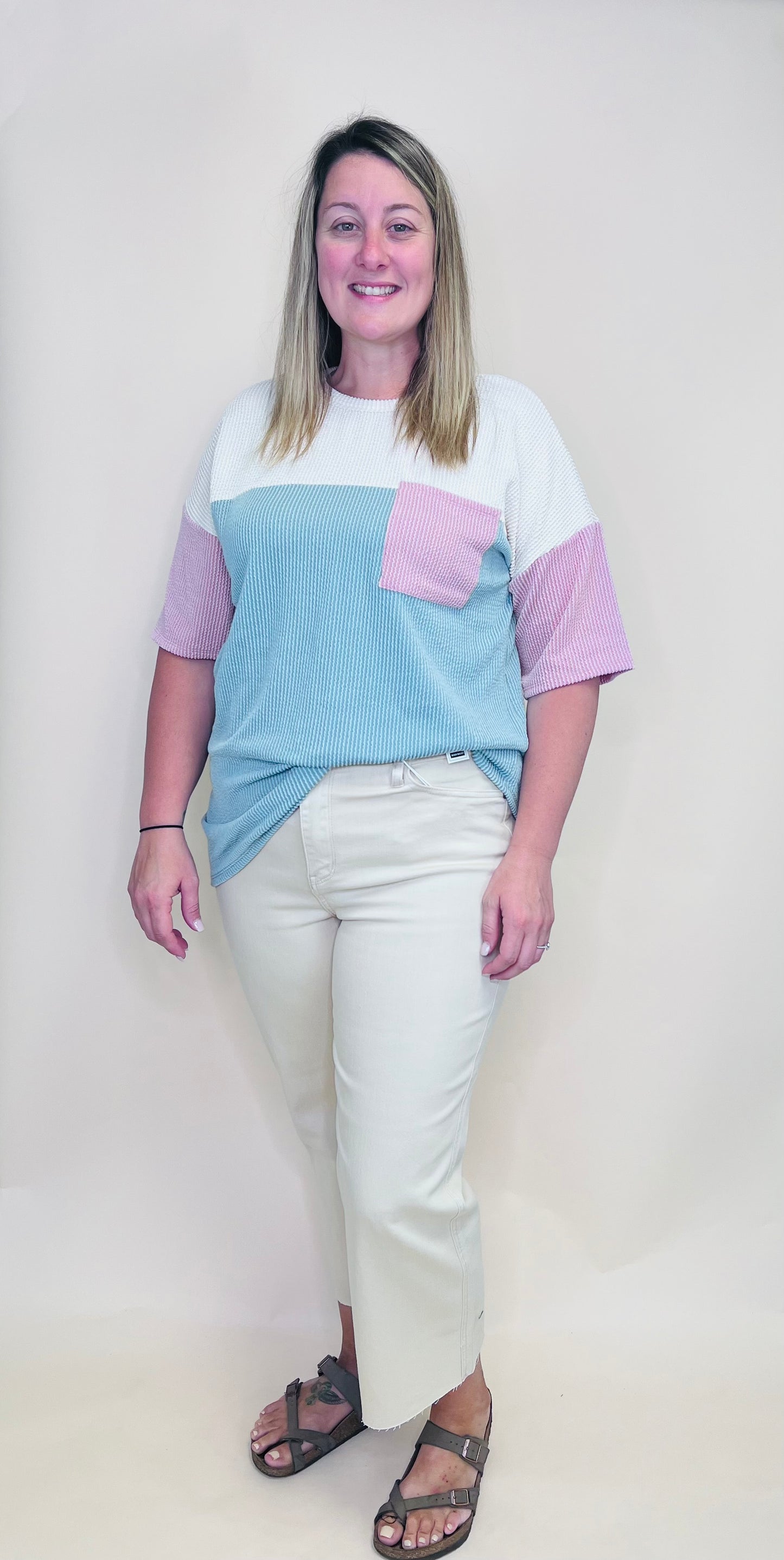 Colorblock Short Sleeve Pastel Shirt