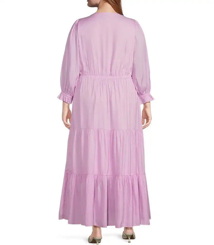 Lavender Long Sleeve Plus Dress